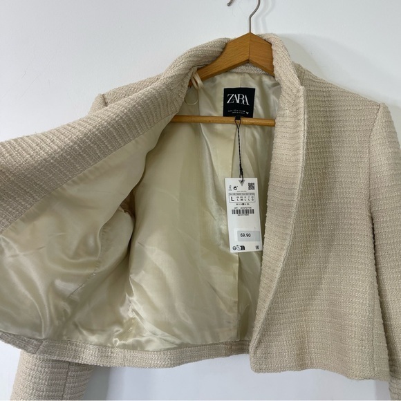Zara‎ Cropped Textured Blazer Biscuit Blogger’s Favorite - Picture 5 of 12